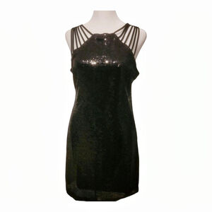 She + Sky Black sequin strappy cocktail mini dress #glam